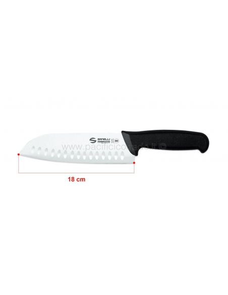 Sanelli A.- Coltello Santoku cm 18, 20 alveolata manico nero